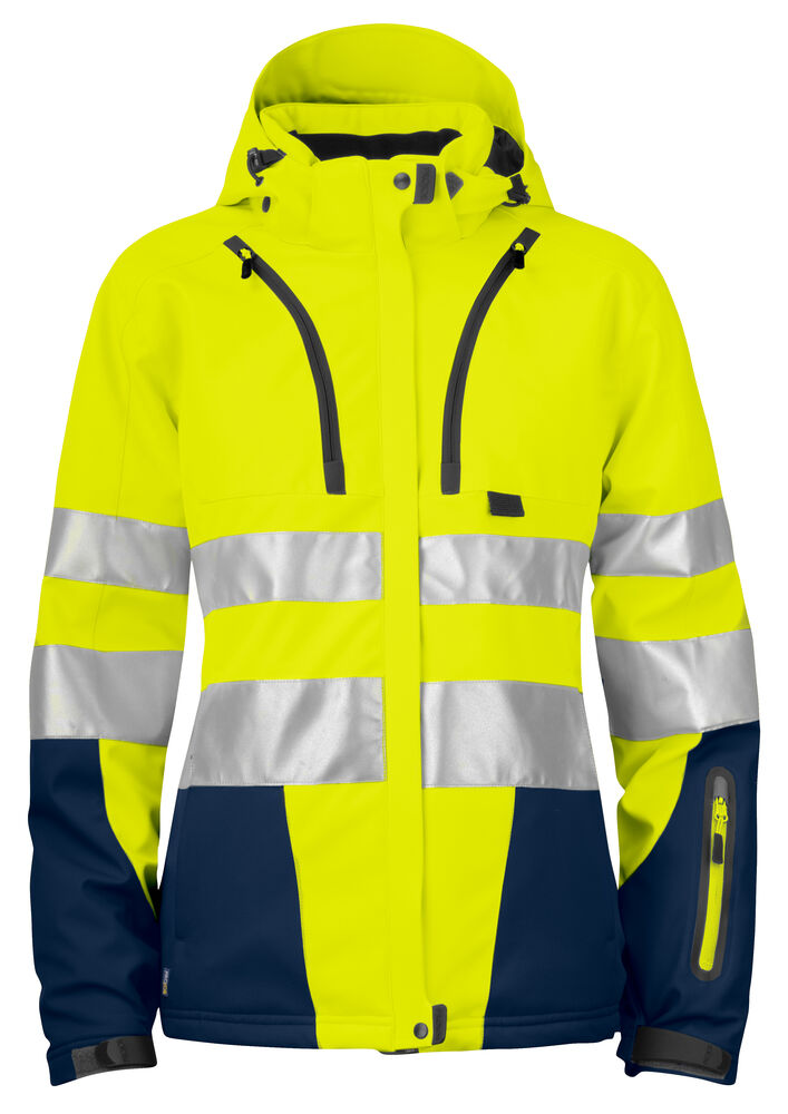 6424 GEFÜTTERTE SOFTSHELL DAMENJACKE EN ISO 20471 KLASSE 3/2